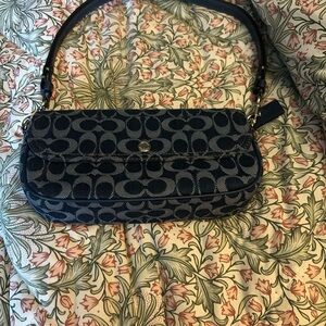 Coach Navy and Black Signature Shoulder Bag